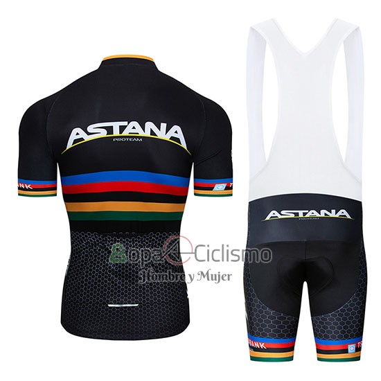 Uci Mondo Campione Movistar Ropa Ciclismo Culotte Corto 2019 Hombre Mangas Cortas Negro Blanco